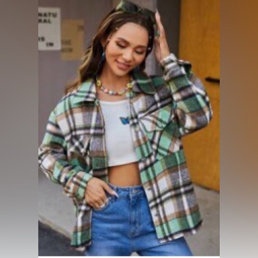 SHEIN Plaid Button-Up Flannel